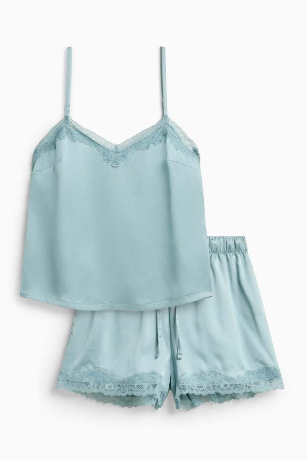 Femmes - Pyjama court - bleu clair