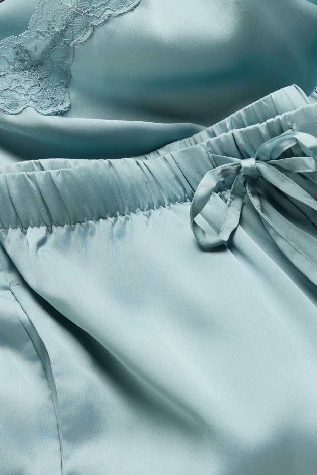 Femmes - Pyjama court - bleu clair