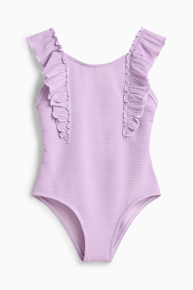 Children Girls - Swimsuit - ribbed - LYCRA® XTRA LIFE™ - purple
