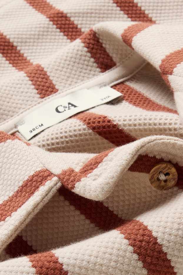 Kinder Jungen - Hemd - gestreift - strukturiert - braun / beige