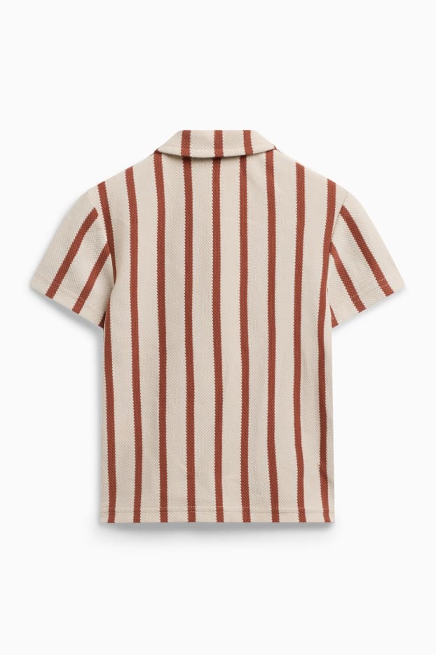 Kinder Jungen - Hemd - gestreift - strukturiert - braun / beige