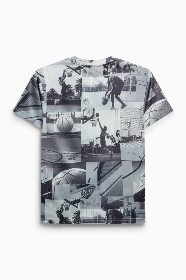 Children Boys - Basketball - short sleeve T-shirt - black / white