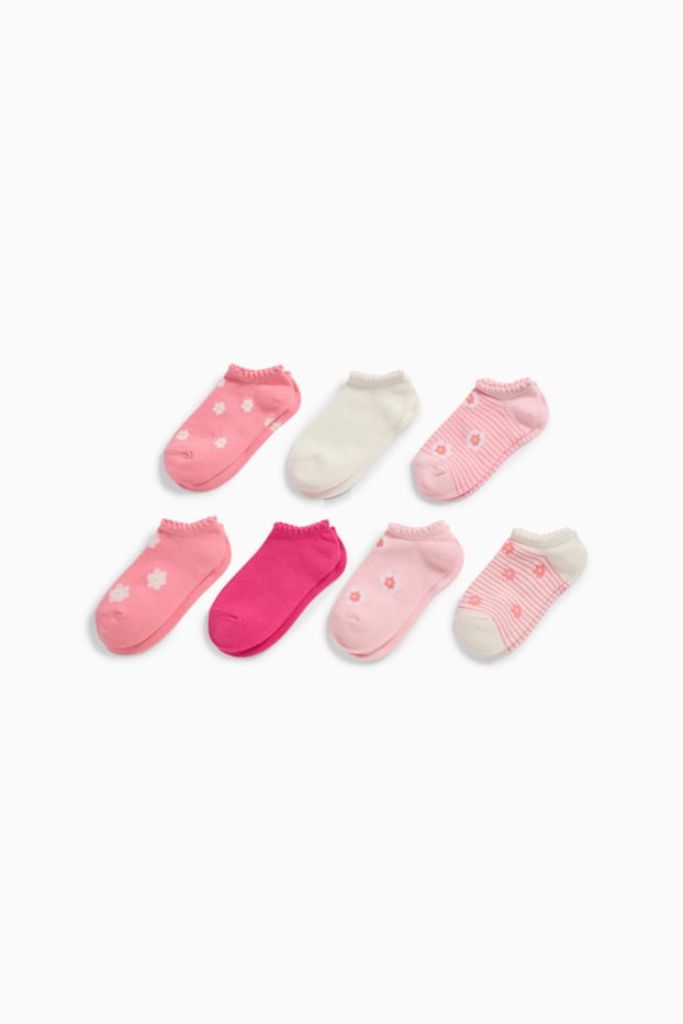 Kinder Mädchen - Multipack 7er - Blümchen - Baby-Socken mit Motiv - rosa