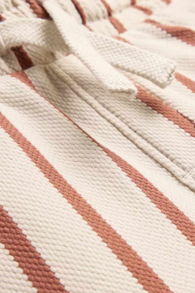 Children Boys - Bermuda shorts - striped - textured - beige / brown