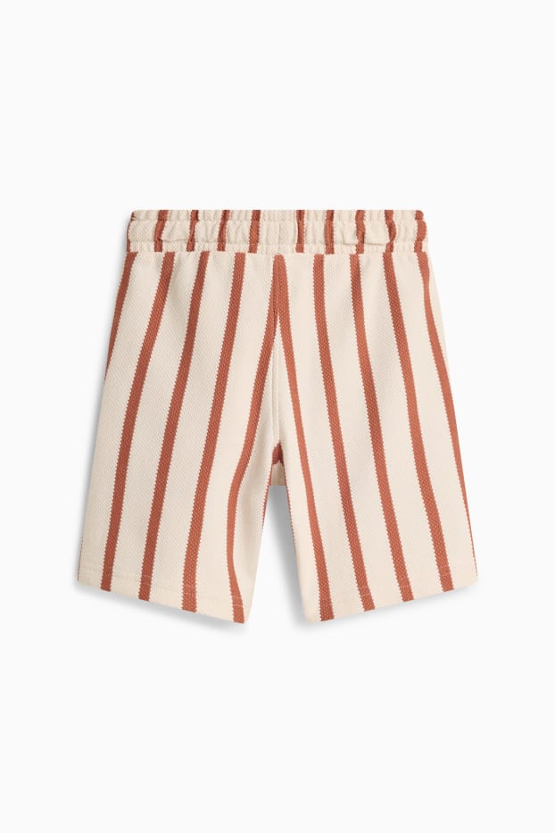 Children Boys - Bermuda shorts - striped - textured - beige / brown