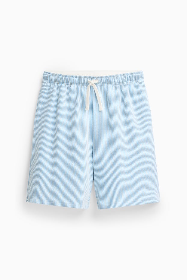 Bărbați - Pantaloni scurți de pijama - cu dungi - albastru / alb