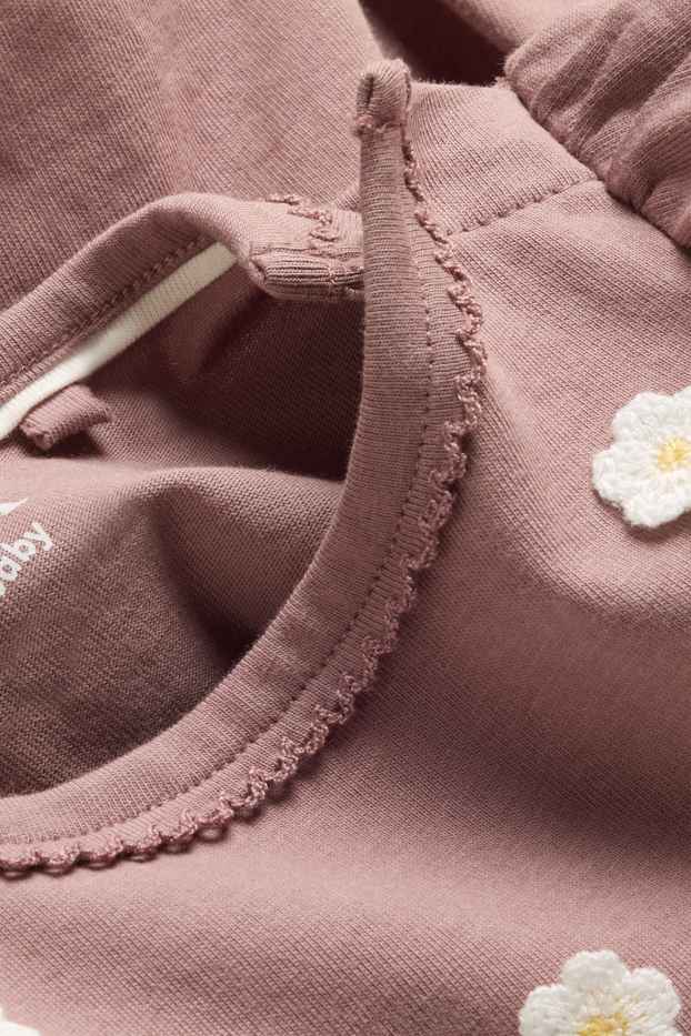 Bébés filles - Petites fleurs - T-shirt bébé en crochet - rose