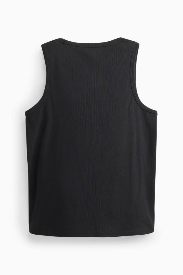 Damen - Top - gerippt - schwarz