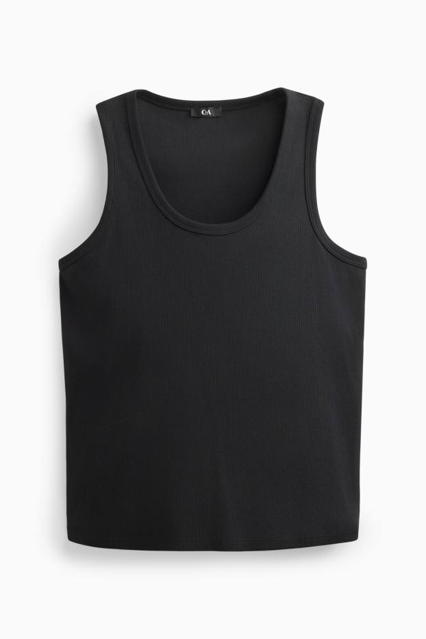 Damen - Top - gerippt - schwarz