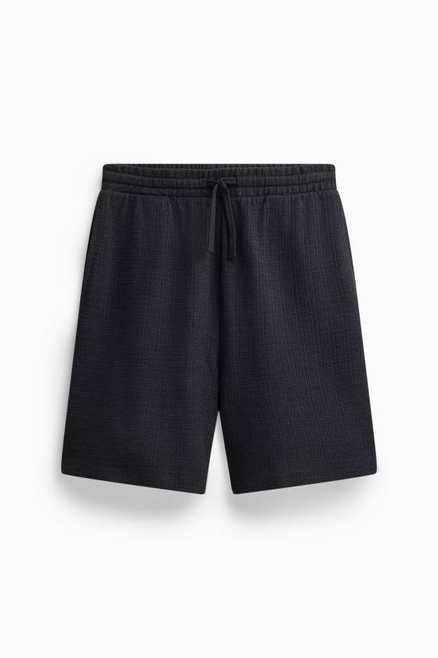 Herren - Sweatshorts - strukturiert - schwarz