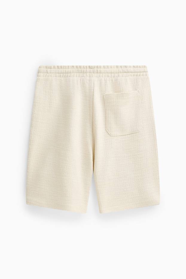 Herren - Sweatshorts - strukturiert - cremeweiß