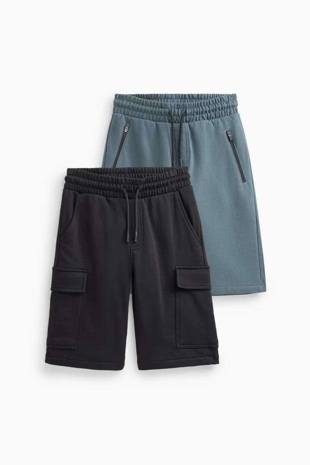 Kinder Jungen - Multipack 2er - Sweatshorts - blau  / schwarz