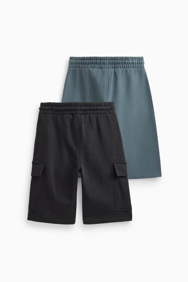 Kinder Jungen - Multipack 2er - Sweatshorts - blau  / schwarz