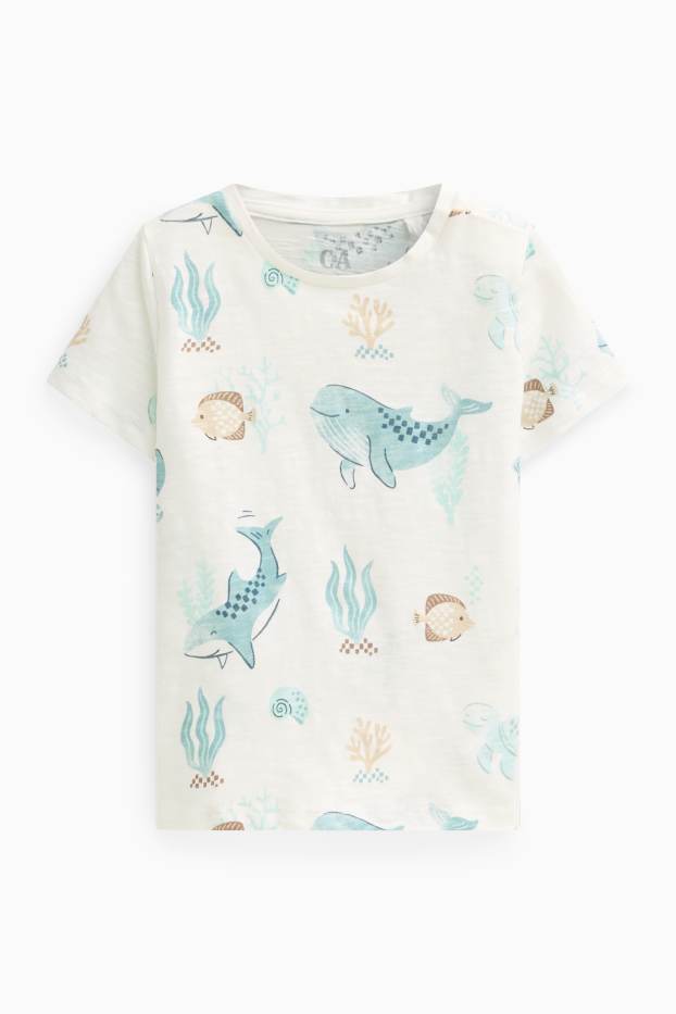 Baby: jongens - Walvis en vis - baby-T-shirt - wit