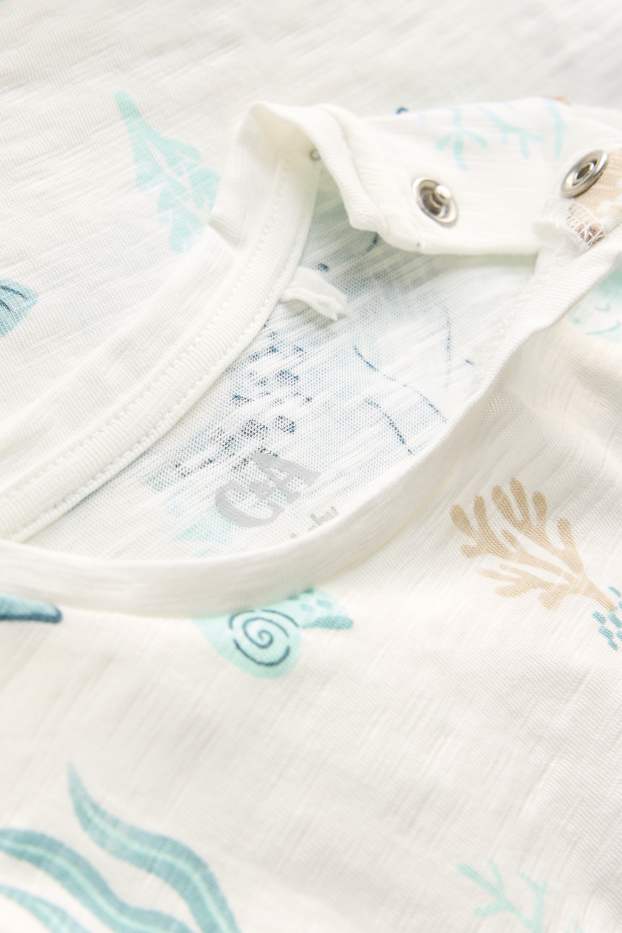 Baby: jongens - Walvis en vis - baby-T-shirt - wit