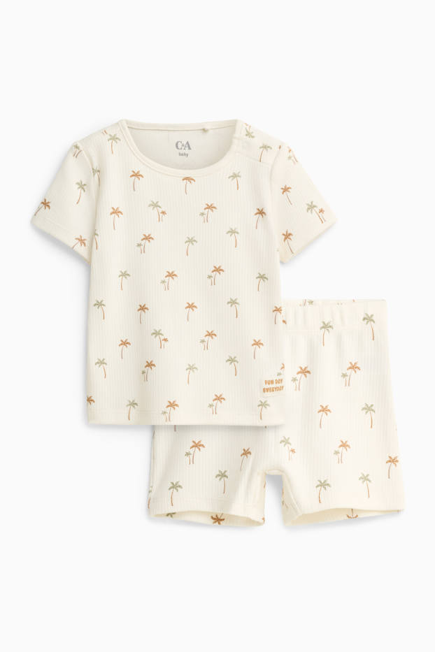 Baby Buben - Palme - Baby-Pyjama - 2 teilig - gerippt - cremefarben