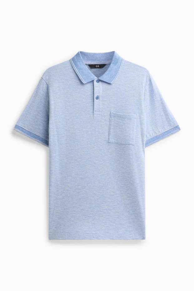 Home - Polo - regular fit - de ratlles - texturat - blau