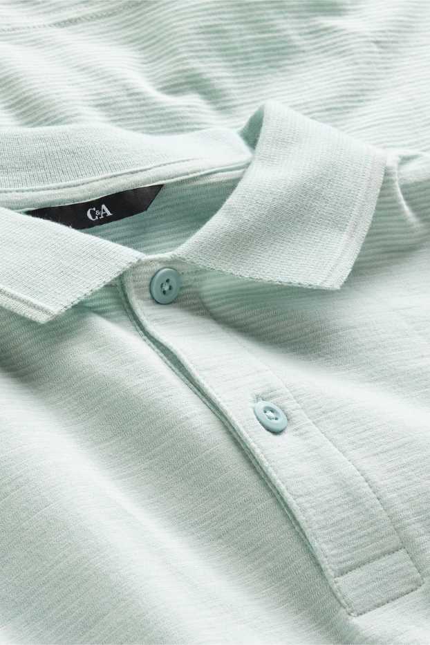 Hommes - Polo - regular fit - à rayures - finition texturée - vert clair