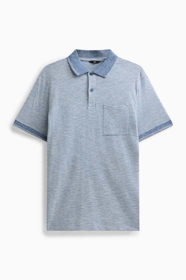 Home - Polo - regular fit - de ratlles - texturat - gris clar