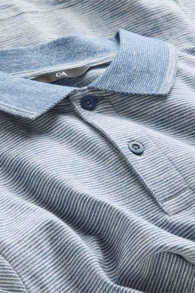 Home - Polo - regular fit - de ratlles - texturat - gris clar