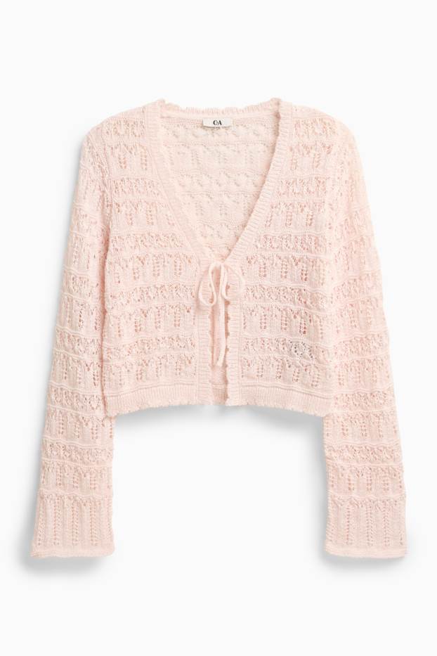Dámské - Pletená bunda - růžová