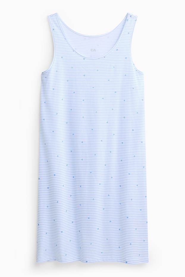 Dámské - Noční košile - pruhovaná - se vzorem - modrá