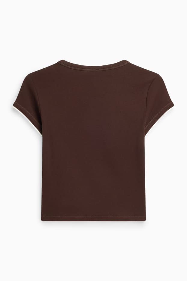 Damen - T-Shirt - Slim Fit - 2-in-1-Look - braun