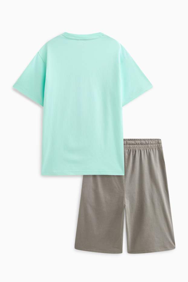 Copii - Băieți - Iepure - set - tricou cu mânecă scurtă și pantaloni scurți - 2 piese - turcoaz