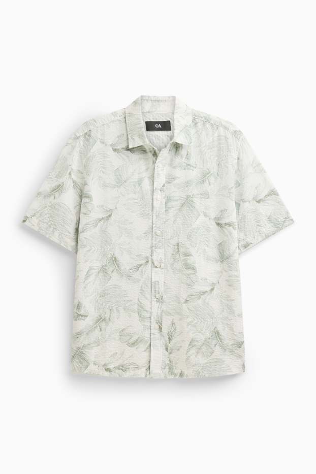 Bărbați - Cămașă - regular fit - guler Kent - cu model - alb / verde