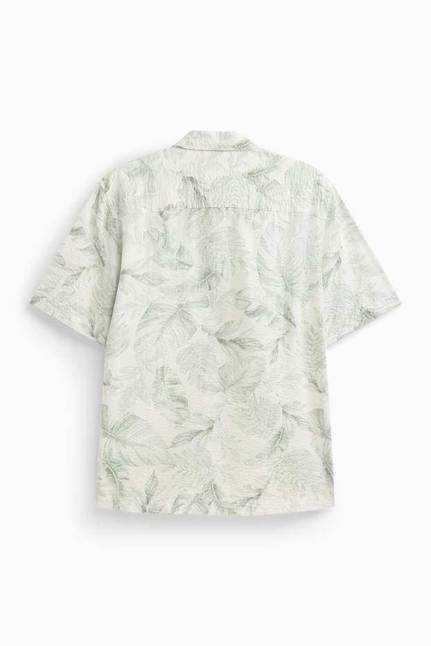 Bărbați - Cămașă - regular fit - guler Kent - cu model - alb / verde