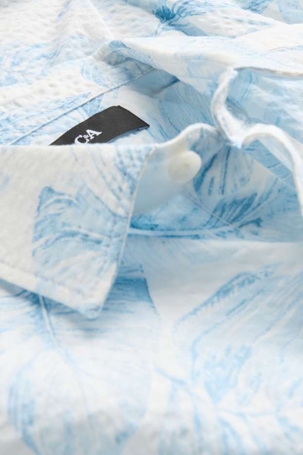 Hommes - Chemise - regular fit - col kent - à motif - blanc / bleu clair