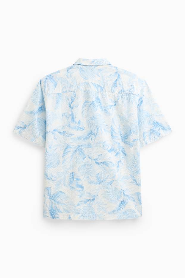 Hommes - Chemise - regular fit - col kent - à motif - blanc / bleu clair