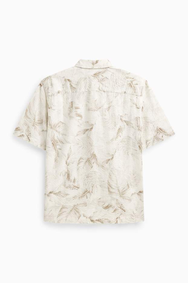 Uomo - Camicia - regular fit - collo all'italiana - fantasia - bianco / beige