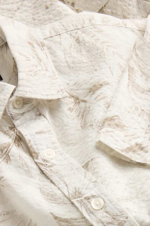 Uomo - Camicia - regular fit - collo all'italiana - fantasia - bianco / beige