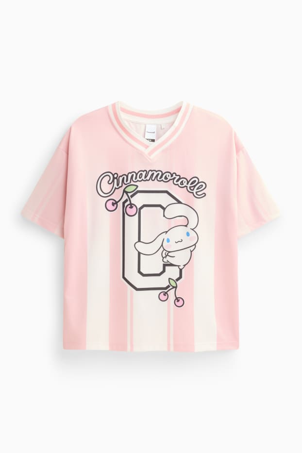 Kinder Mädchen - Cinnamoroll - Kurzarmshirt - gestreift - weiß / rosa