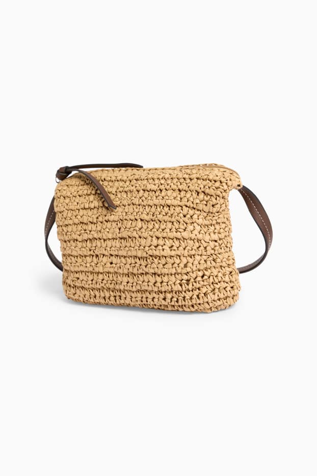 Dámské - Slaměná kabelka přes rameno - béžová