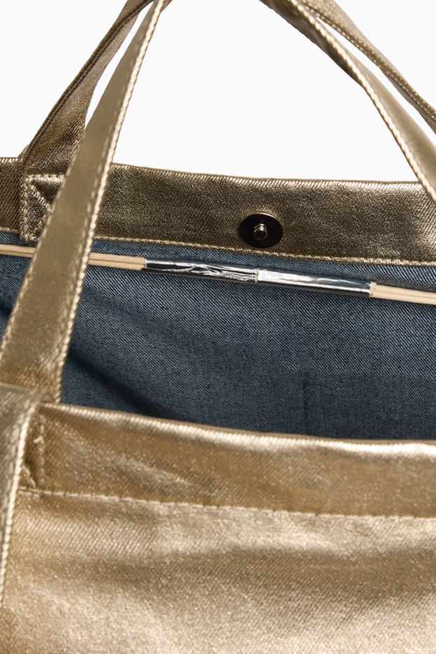 Donna - Shopper grande - effetto brillante - oro