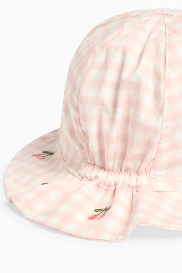 Bébés filles - Cerise - bob pour bébé - à carreaux - blanc / rose