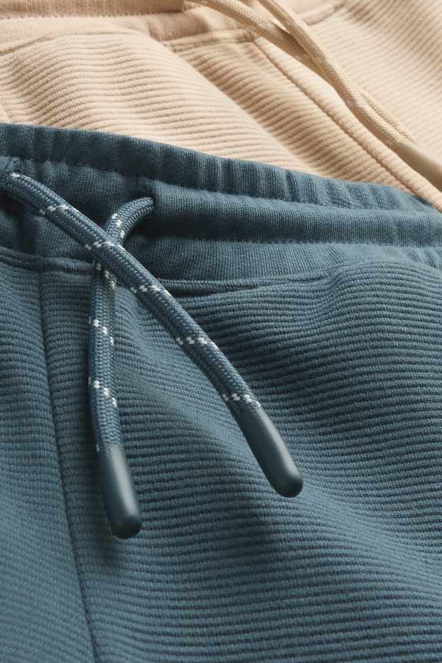 Kinder Jungen - Multipack 2er - Sweatshorts - gerippt - beige / blau