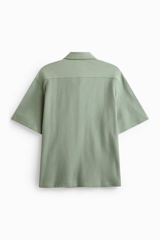 Hommes - Chemise - relaxed fit - col kent - côtelée - vert