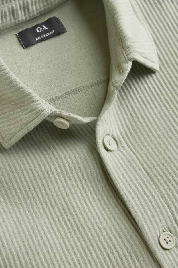 Men - Shirt - relaxed fit - kent collar - ribbed - light green