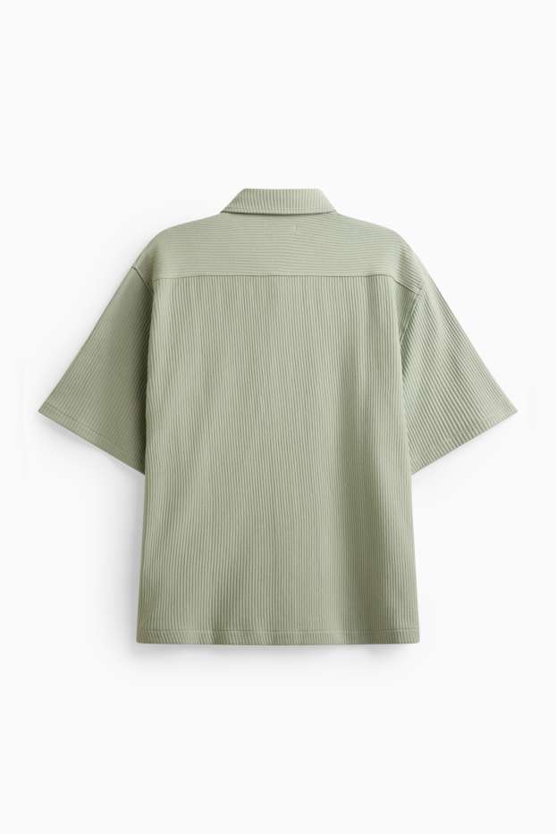 Men - Shirt - relaxed fit - kent collar - ribbed - light green