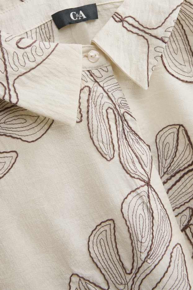 Damen - Hemdbluse - gemustert - cremefarben