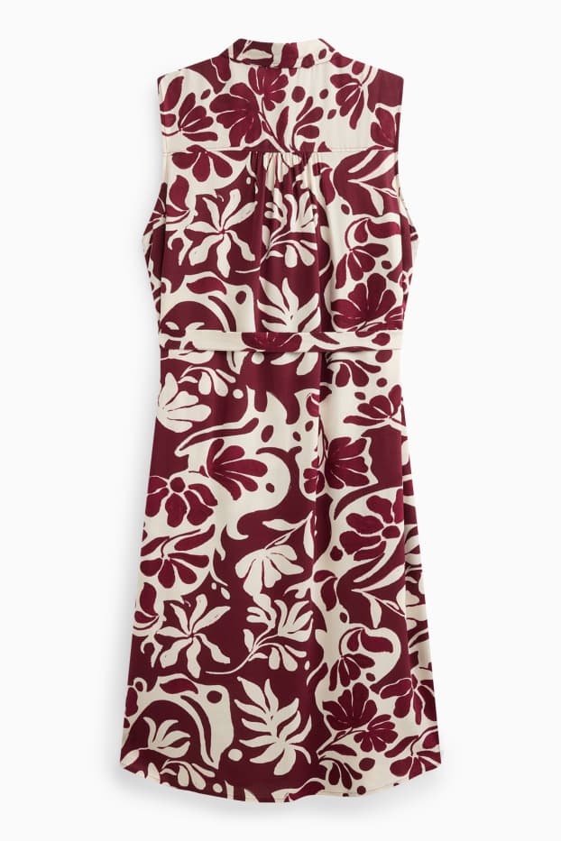 Damen - Viskose-Kleid - geblümt - weiß / rot