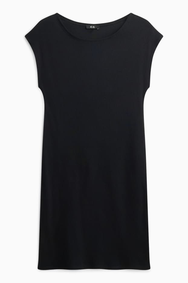 Dames - Bodycon-jurk - fijn geribd - zwart