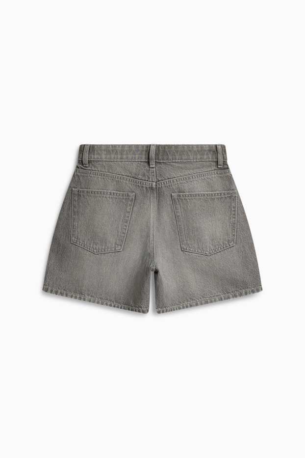 Women - Denim shorts - mid-rise waist - gray