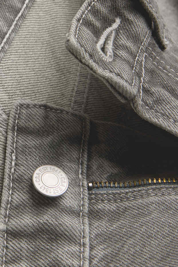 Women - Denim shorts - mid-rise waist - gray