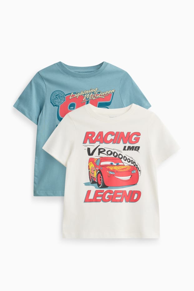 Kinderen: jongens - Set van 2 - Cars - T-shirt - blauw / wit