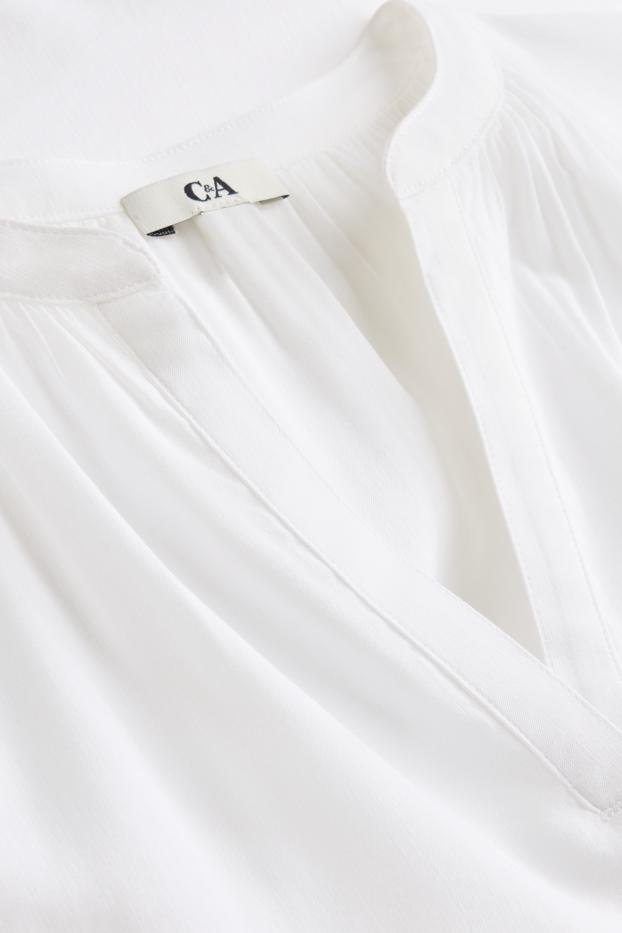 Damen - Bluse mit V-Ausschnitt - weiß