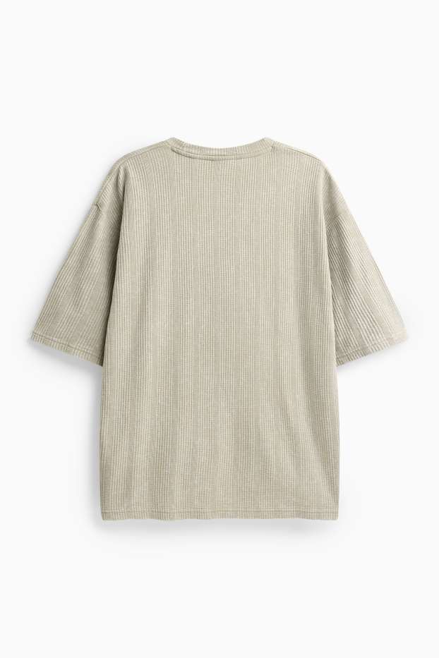 Hommes - T-shirt - Oversize - finition côtelée - vert clair